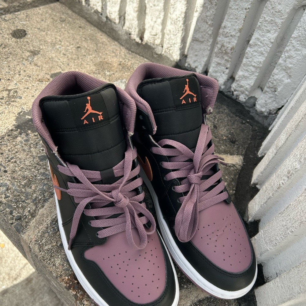 Black and Purple High-Top Sneakers